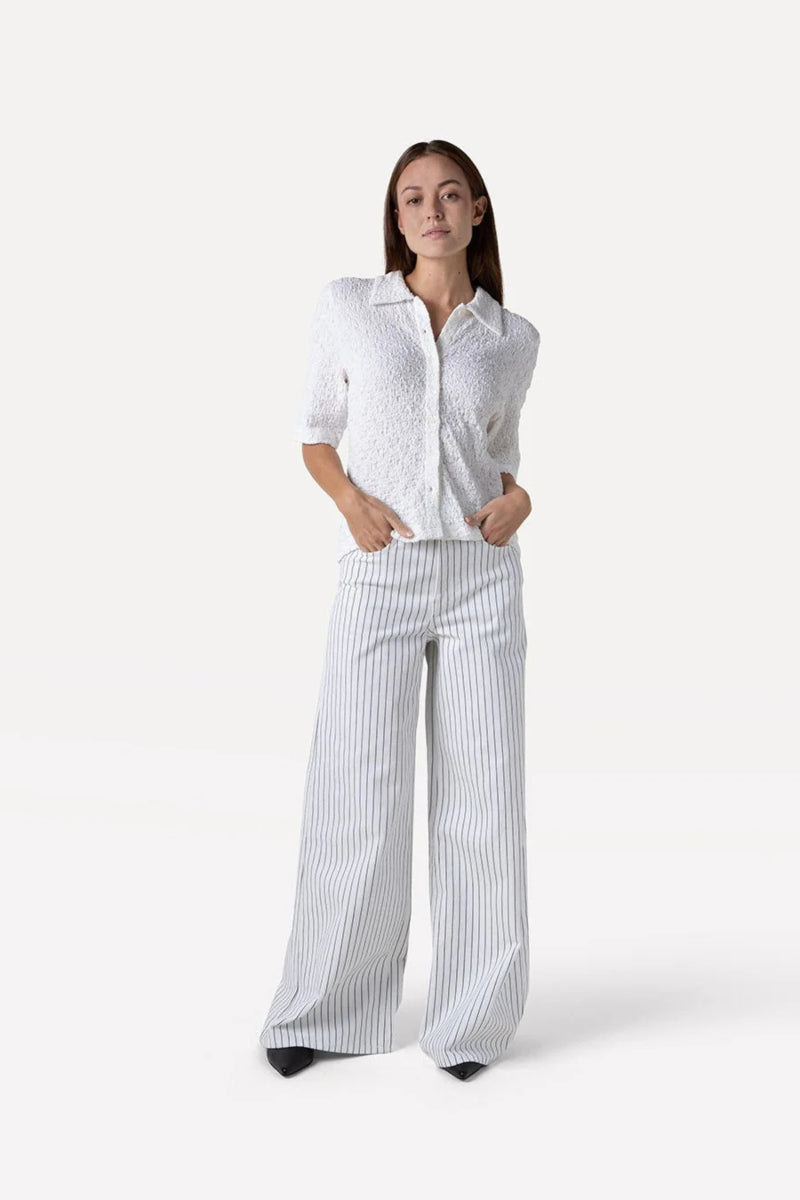 Jeans Moore wide - black white stripe