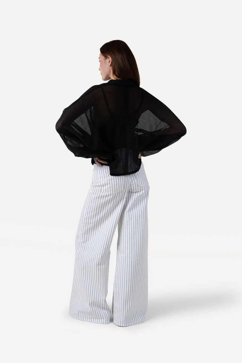 Jeans Moore wide - black white stripe